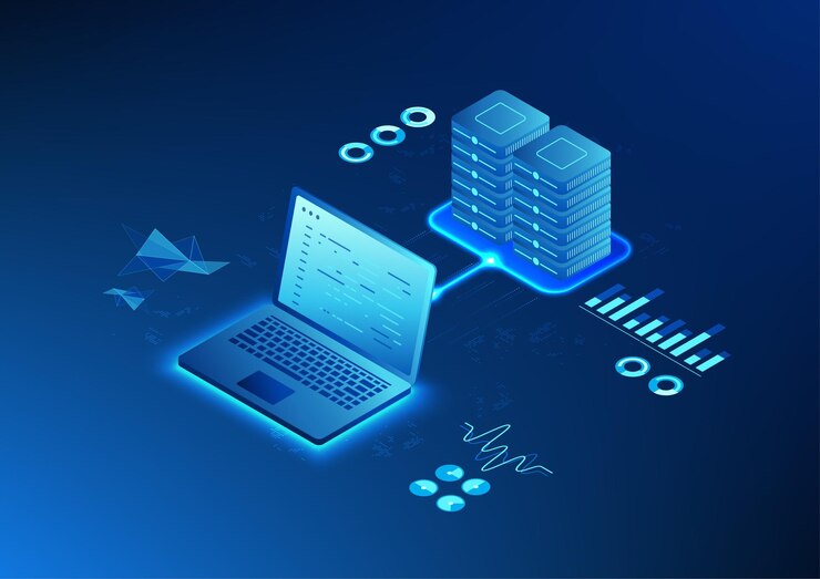 Vektor isometrischer server ein server, der die verarbeitung und speicherung von dateien in einer organisation steuert
