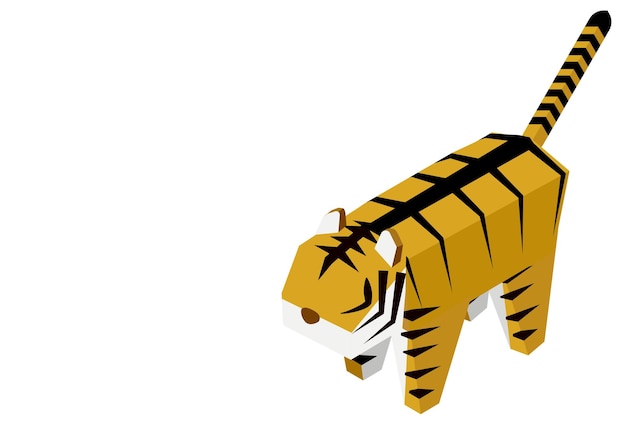 Vektor isometrischer tiger mit verlängertem schwanz
