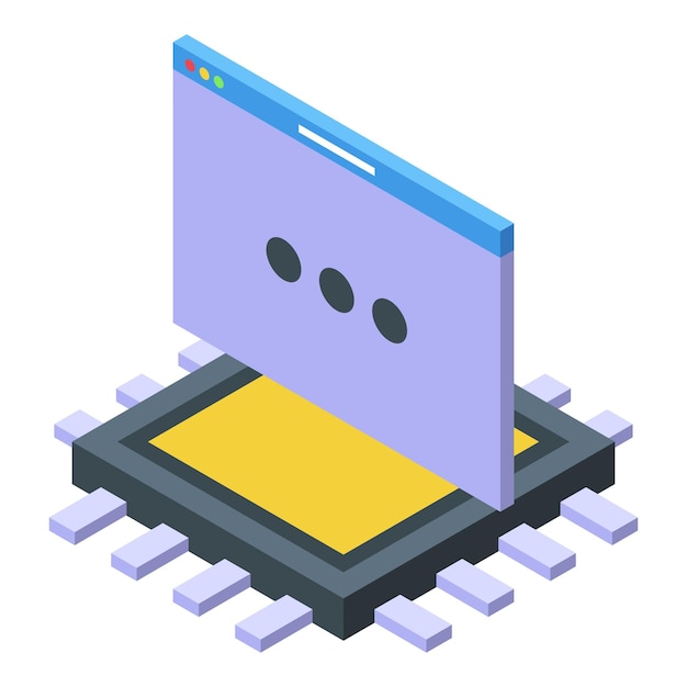 Isometrischer Vektor des Codeprozessor-Symbols Informatik Halbleiter-CPU