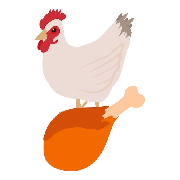 Isometrischer Vektor des Hühnerfleisch-Symbols Gebratene Vogelkeule auf dem Hintergrund des Hühnerfleisch-Symbols Lebensmittel-Fleisch-Thema