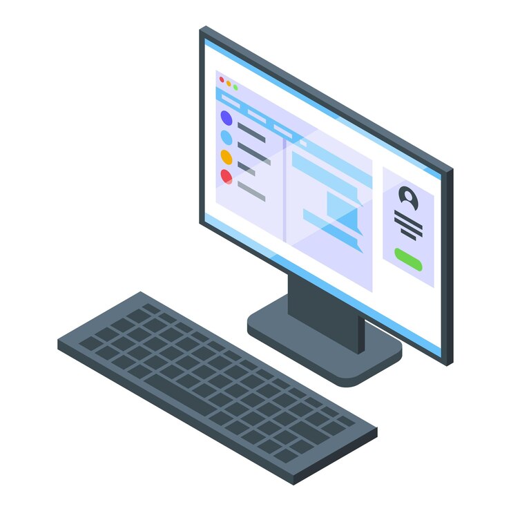 Vektor isometrischer vektor des internet-computersymbols online-geschäft heimfernbedienung