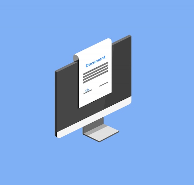 Isometrischer Vektor des Online-Dokuments