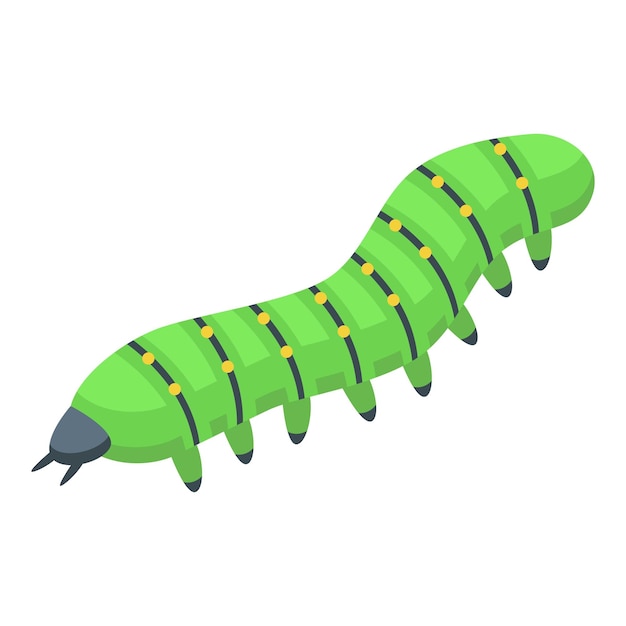 Vektor isometrischer vektor des raupensymbols wurmlarve niedliches insekt