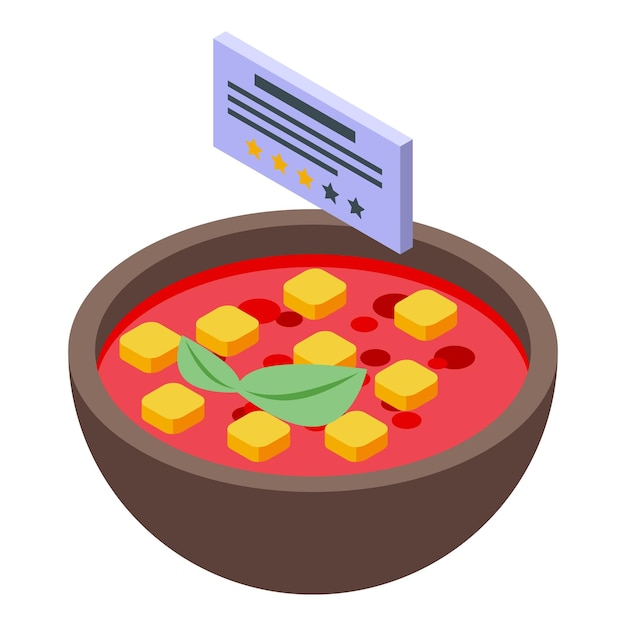 Vektor isometrischer vektor des roten suppensymbols kochkontrolle koch essen