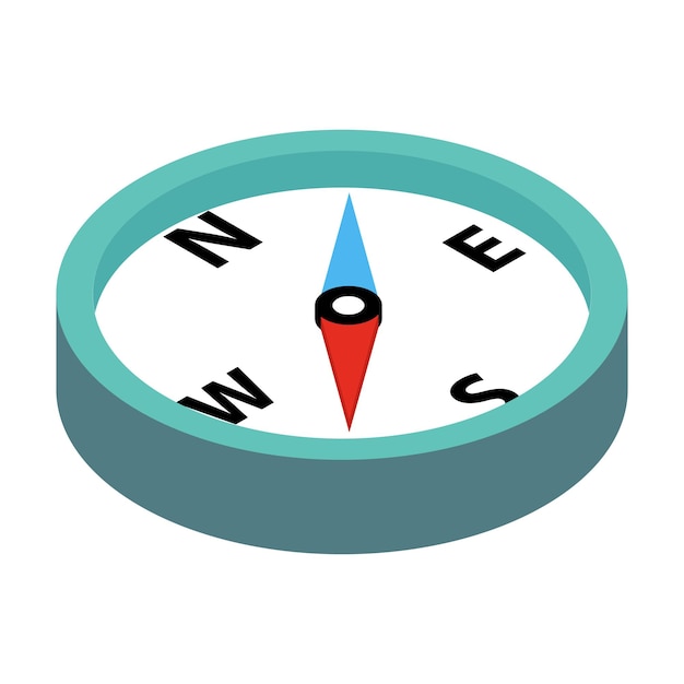 Isometrisches 3d-symbol des kompasses isoliert auf weißem hintergrund