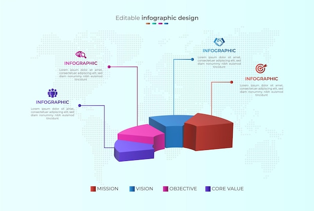 Isometrisches 3d-vektor-kreisdiagramm-business-infografik-schritt-design