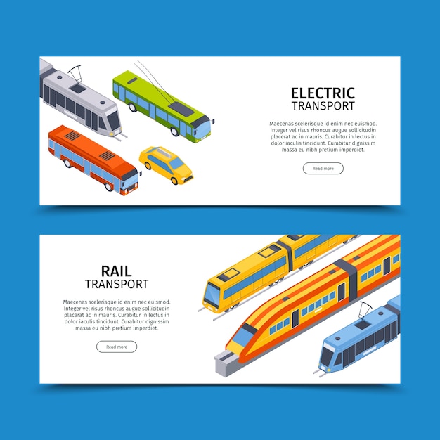 Isometrisches Banner-Set für öffentliche Verkehrsmittel