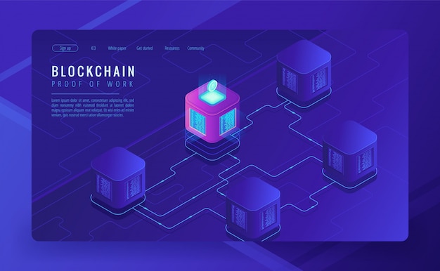Isometrisches Blockchain-Kryptowährungs- und Datenübertragungskonzept.