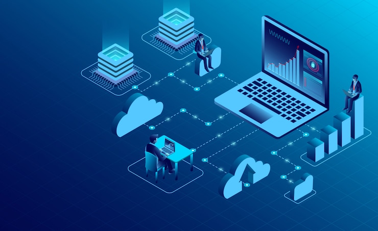 Vektor isometrisches cloud computing