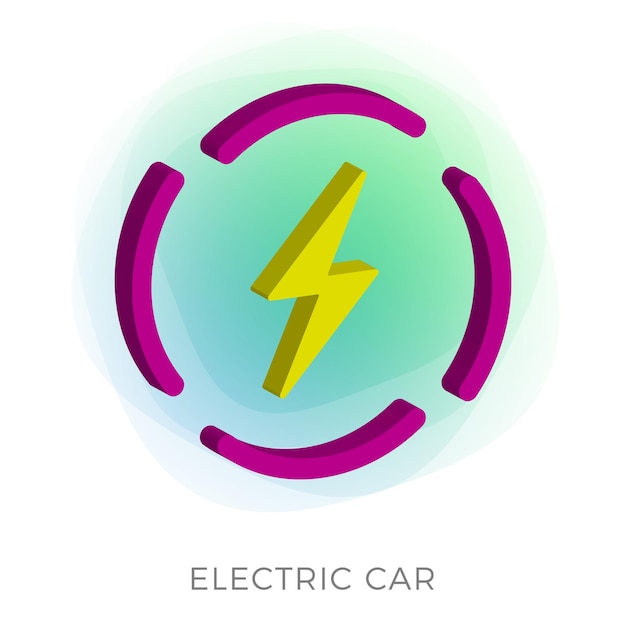 Isometrisches design der elektroauto-ladestation mit blitzsymbol