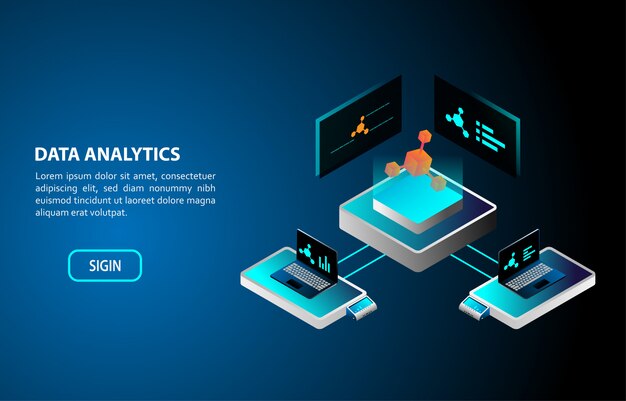 Isometrisches Design des Data Analytics-Konzepts