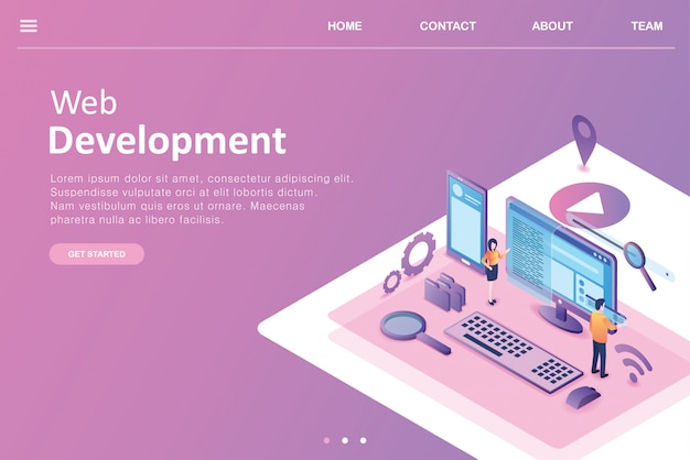 Isometrisches design-landing-page-geschäft