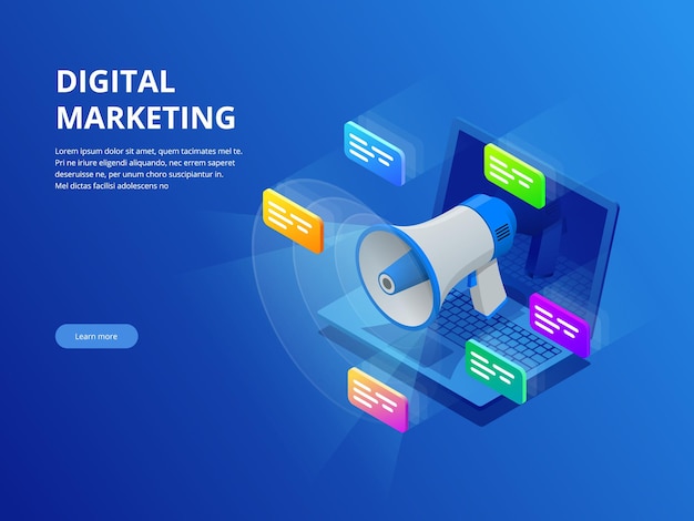 Isometrisches digitales Marketing, Business Marketing, Erfolg und Ziele, neues Startup-Projektkonzept. Flache Vektorgrafik für Business, Infografik, Banner, Präsentationen