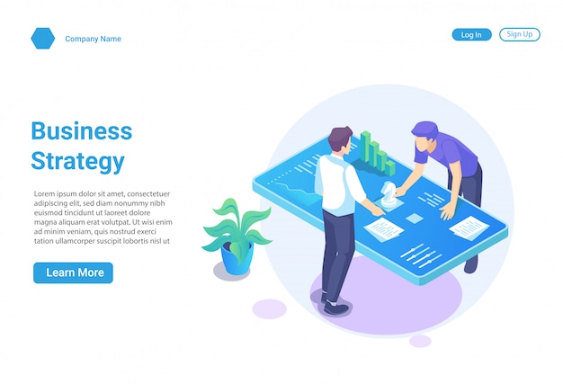 Vektor isometrisches illustrationskonzept der geschäftsstrategie