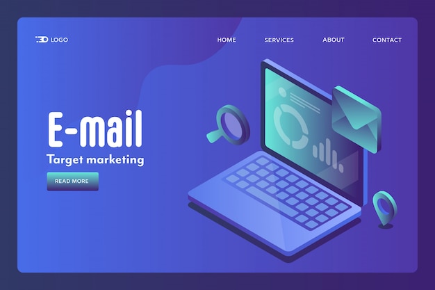 Isometrisches konzept für das e-mail-targeting