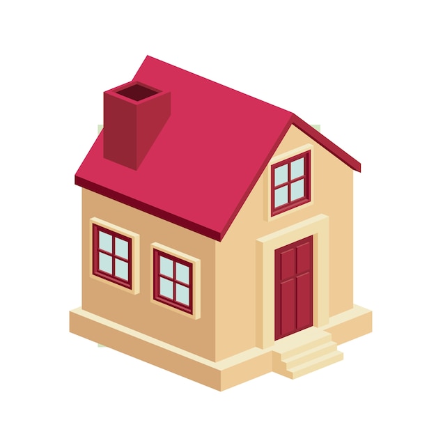 isometrisches lokalisiertes Ikonendesign des Hauses