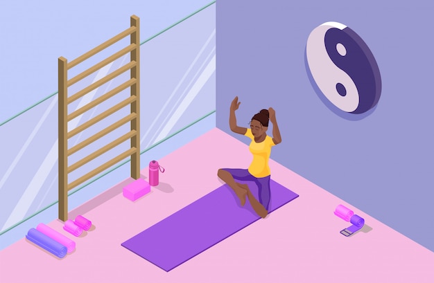 Isometrisches studio 3d des yoga