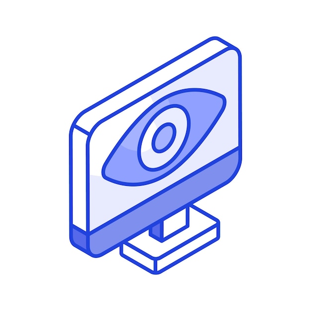 Isometrisches Symbol der Überwachung, das das Konzept des Augenmonitors anzeigt