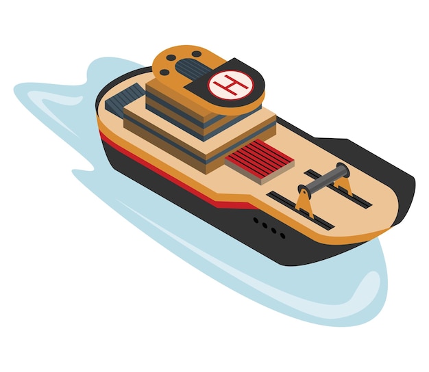 Isometrisches Symbol für Handelsschiffe Wassertransport 3d Sea Marine Business Versand Versand Fracht Seetransport