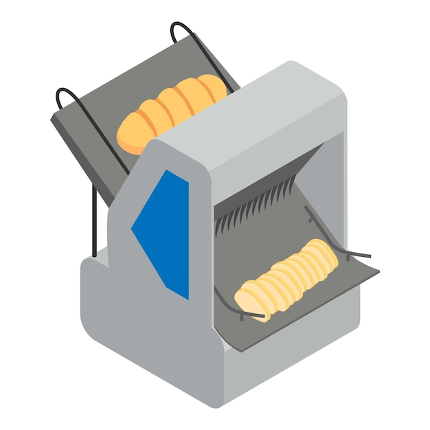 Vektor isometrisches vektor-symbol für das schneiden von brot in einer bäckerei für webdesign, isoliert auf weißem hintergrund