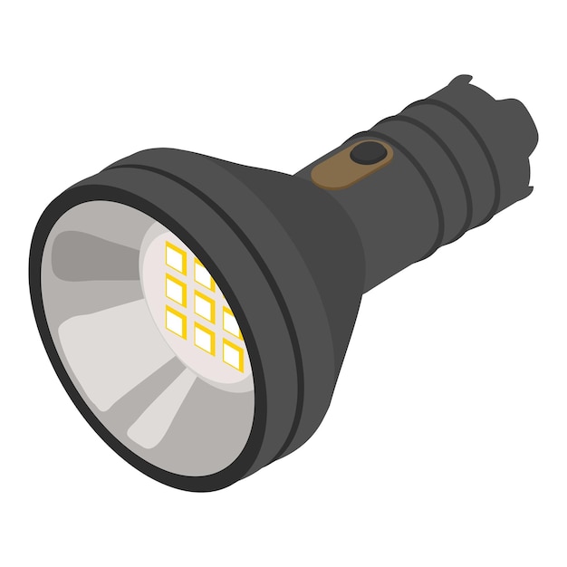 Vektor isometrisches vektor-symbol von led-flashlight für webdesign, isoliert auf weißem hintergrund