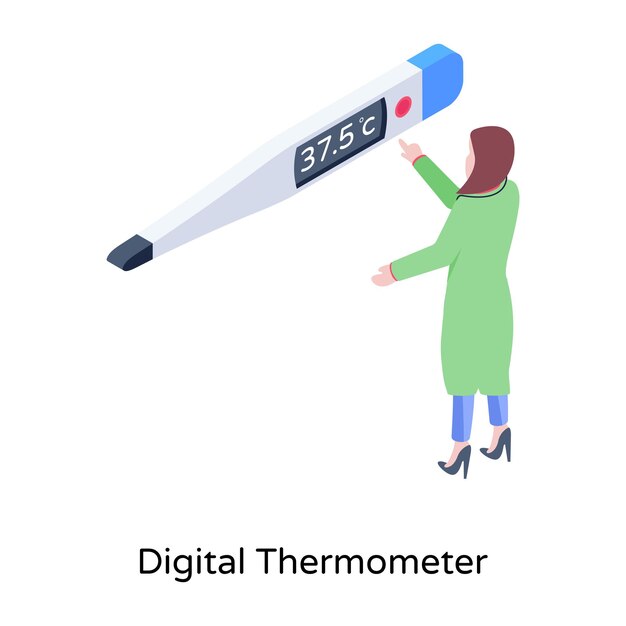 Isometrisches vektordesign des digitalen thermometers