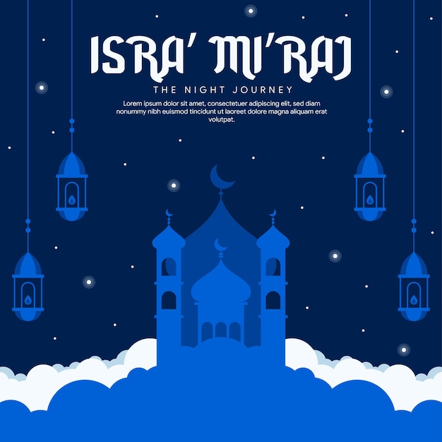 Isra miraj fahnenillustration im flachen design