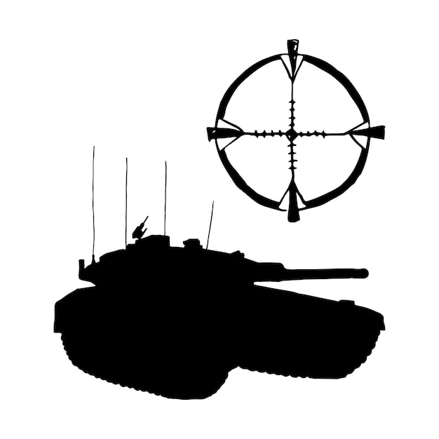 Vektor israel merkava tank schwarze silhouette mit optischer sicht vektor illustration