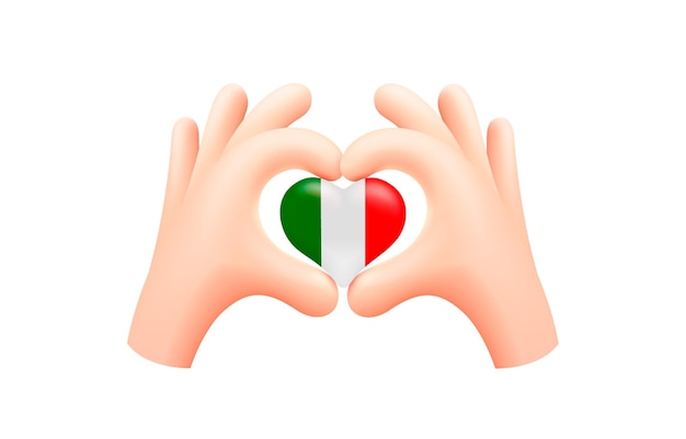 Italien-flagge in form von handherz nationalflaggenkonzept vektor