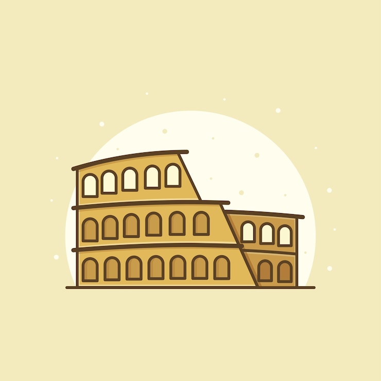 Vektor italien kolosseum flache illustration cartoon-symbol