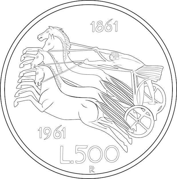 Italien münze 500 lira vektordesign handgefertigte liniensilhouette