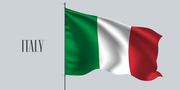 Italien schwenkt flagge auf fahnenmast