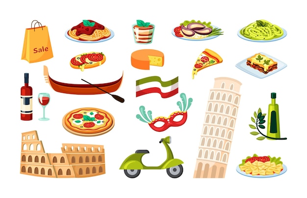 Italienische Kultur Set Illustration
