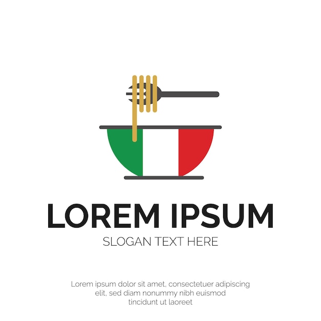 Italienische nudelsuppe und löffel-logo-design