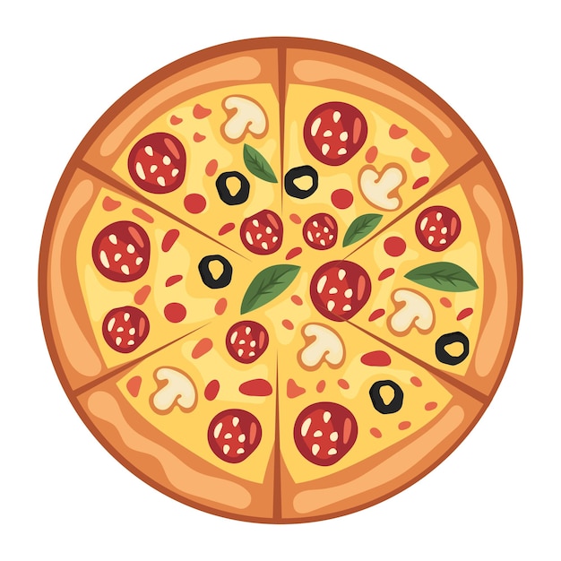 Italienische Peperoni-Pizza-Vektorillustration