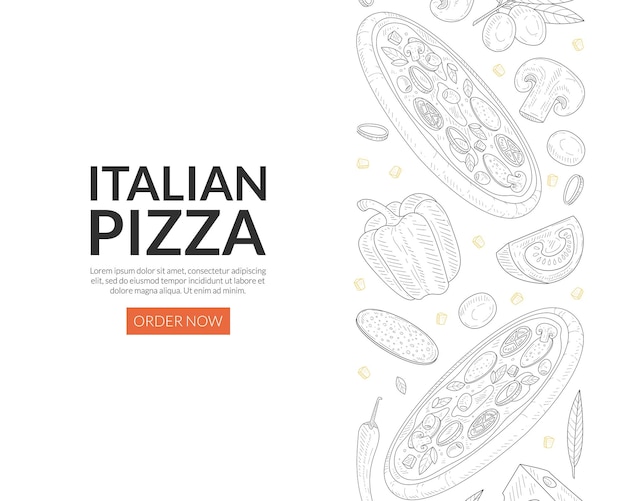 Italienische Pizza Landing Page Vorlage Traditionelle frische leckere Lebensmittel Schnelllieferdienst Vektor-Illustration