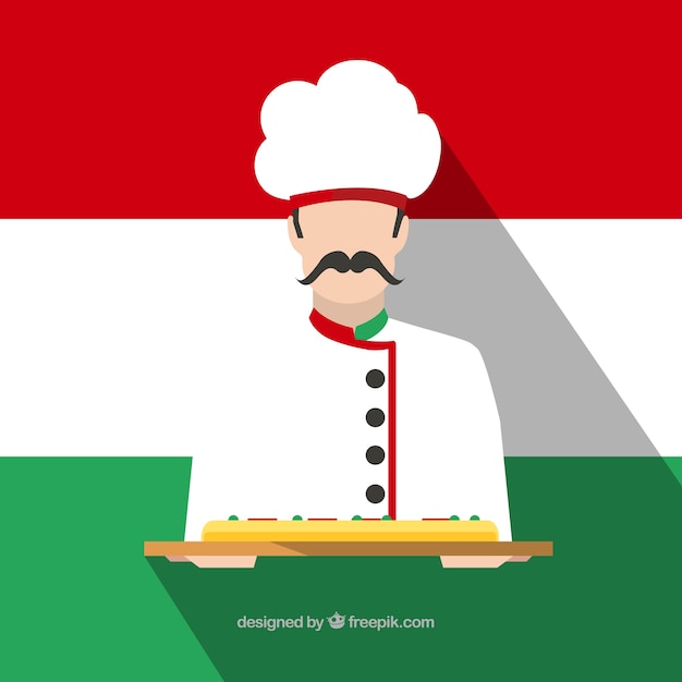 Vektor italienischer chef mit einer pizza