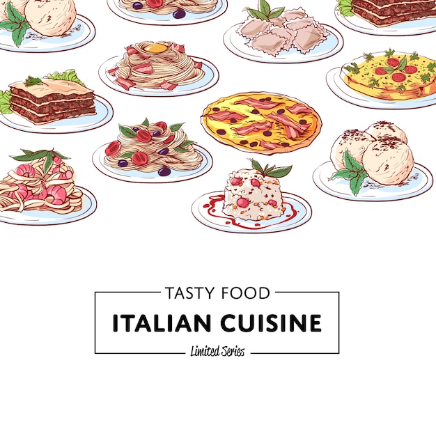Italienischer nationaler Küchetellerhintergrund