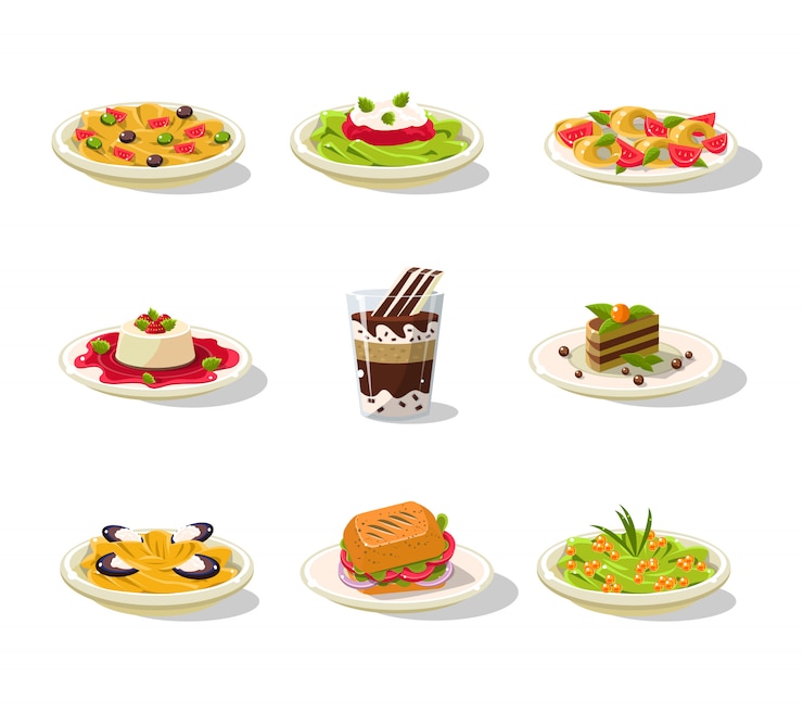 Vektor italienisches lebensmittel-illustrationsset