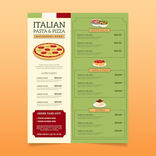 Italienisches Restaurantmenü