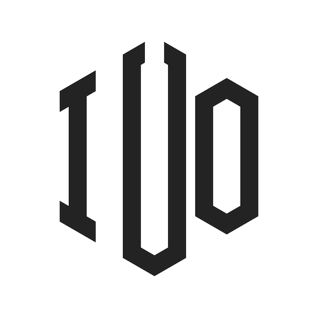 IUO-Logo-Design Anfangsbuchstaben IUO-Monogramm-Logo in sechseckiger Form