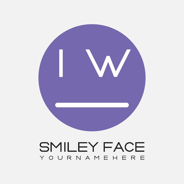 IW-Initialmonogram für das Smiley-Logo mit kreisförmigem Design