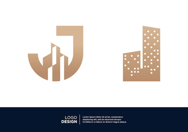 Vektor j-bildungs-logo-design-sammlung für immobilien