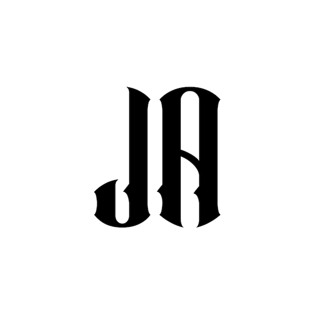 JA Monogramm Logo Design Buchstabe Text Name Symbol Monochrom Logotyp Alphabet Zeichen Einfaches Logo