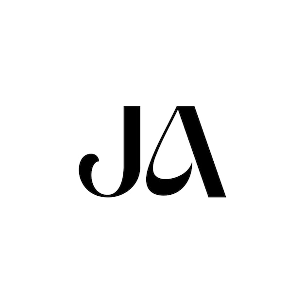 JA Monogramm Logo Design Buchstabe Text Name Symbol Monochrom Logotyp Alphabet Zeichen Einfaches Logo