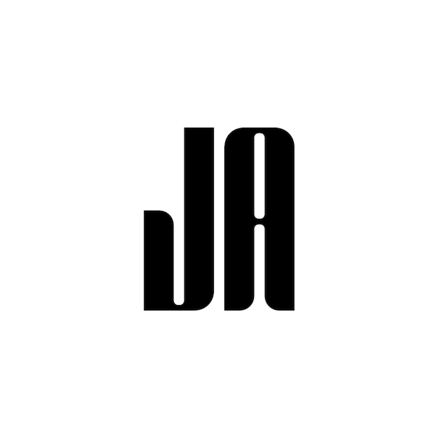 JA Monogramm Logo Design Buchstabe Text Name Symbol Monochrom Logotyp Alphabet Zeichen Einfaches Logo