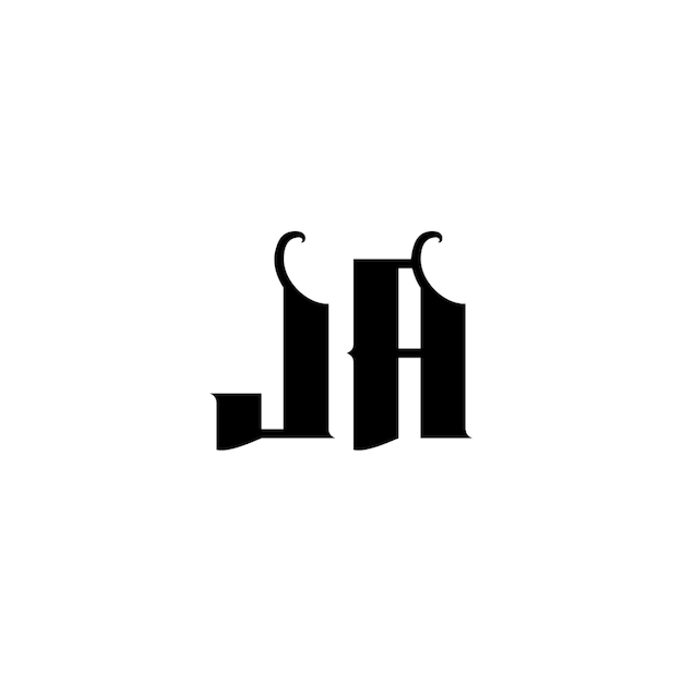 JA Monogramm Logo Design Buchstabe Text Name Symbol Monochrom Logotyp Alphabet Zeichen Einfaches Logo