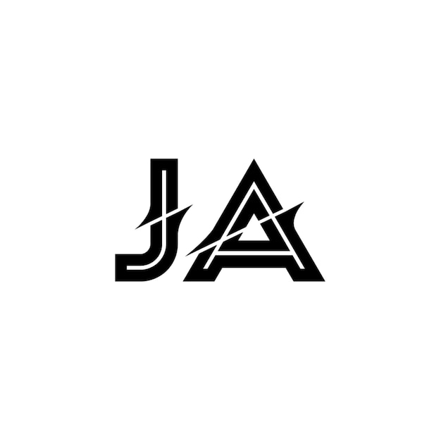 JA Monogramm Logo Design Buchstabe Text Name Symbol Monochrom Logotyp Alphabet Zeichen Einfaches Logo