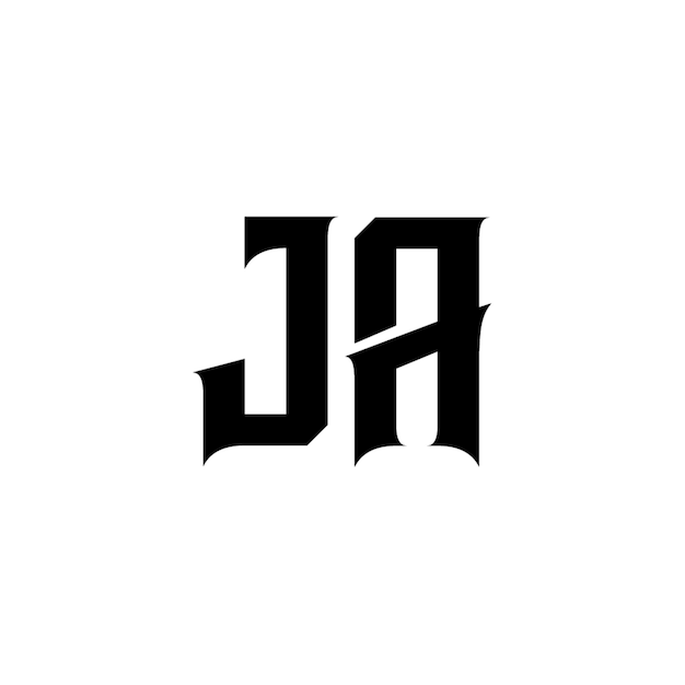 JA Monogramm Logo Design Buchstabe Text Name Symbol Monochrom Logotyp Alphabet Zeichen Einfaches Logo