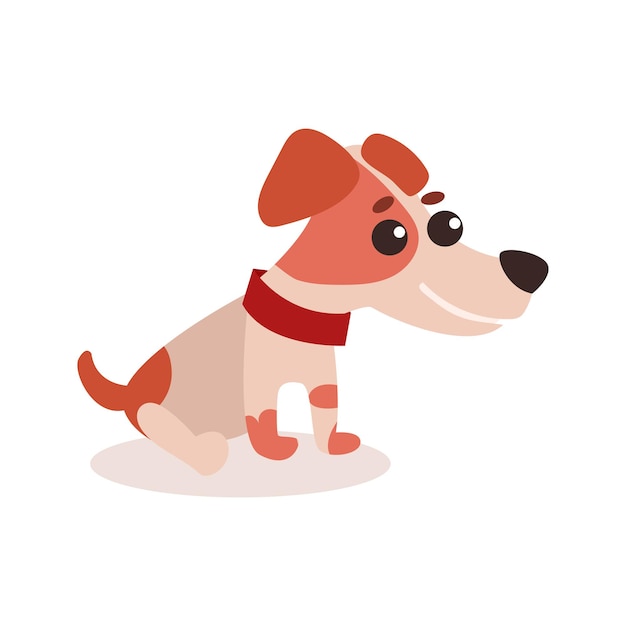 Jack-Russell-Terrier-Charakter, der auf dem Boden sitzt, niedliche lustige Hundevektorillustration auf einem weißen Hintergrund